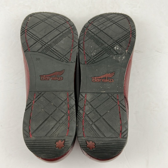 Dansko Womens Burgundy Leather Slip On Shoes Casual Career Tweed & Button Detail - Picture 11 of 12